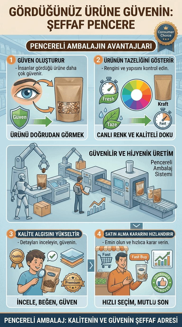 Kraft Pencereli Doypack Ambalaj 
