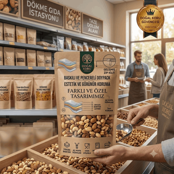 Zip Kilitli Kraft Pencereli Doypack